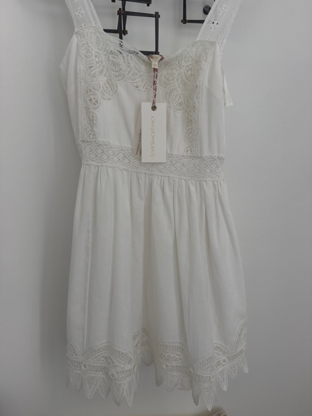 NWT LoveShackFancy tariah Pinafore White  dress - Picture 3 of 5